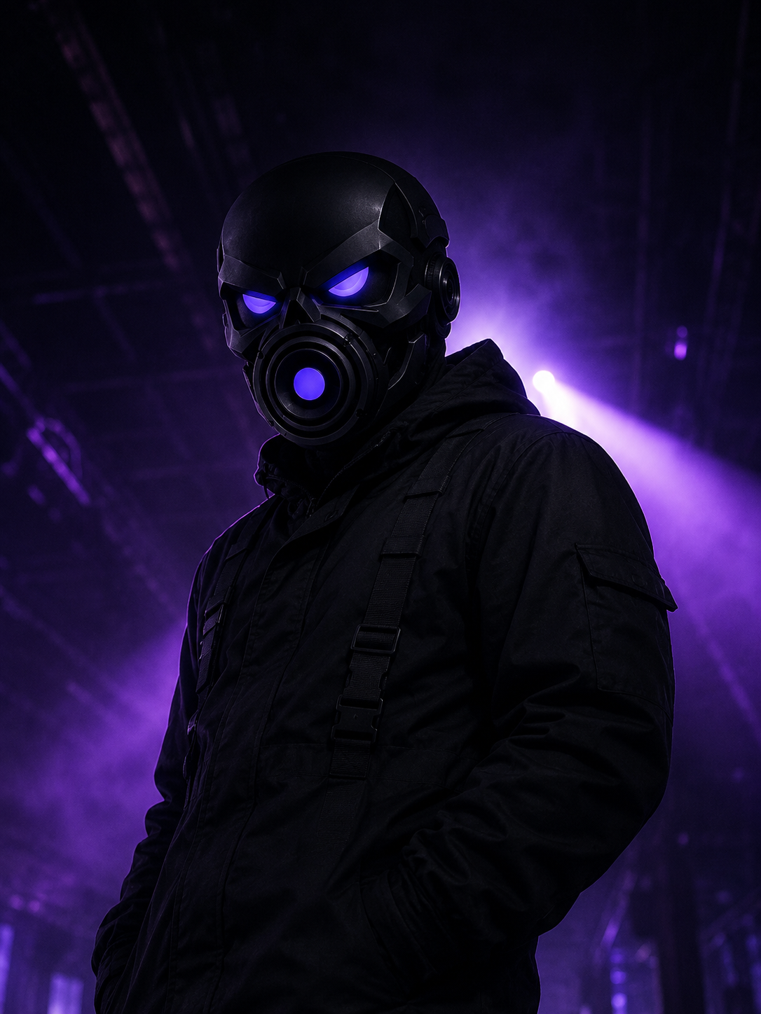 Brummschädel Sänger auf der Bühne mit Gasmaske